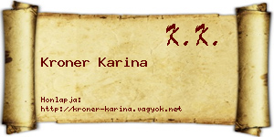 Kroner Karina névjegykártya